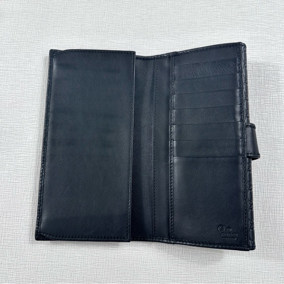 GUCCI GG Long Wallet Calfskin Leather Black Preloved - Picture 3 of 5